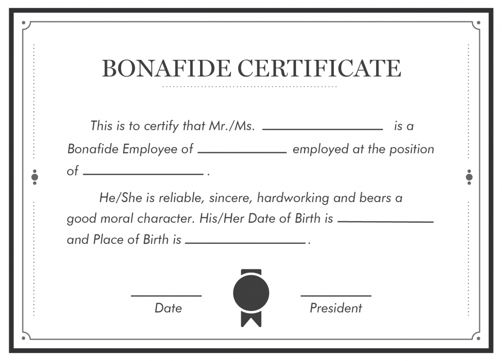 Bonafide Certificate